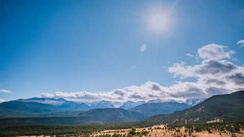 Time Lapse - Panaromic View of the Valley of  Rocky Mountain Natioanal Park in Stock Footage 118888179