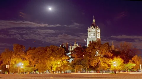 Time-lapse panning shot of a clock tower in Utah Stock Footage 52327942