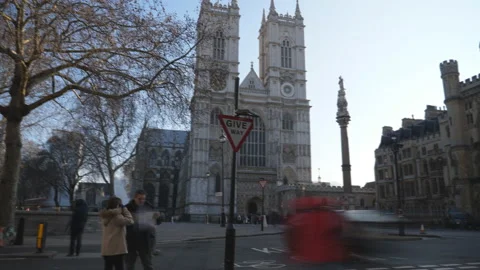 Time lapse. A panning shot of historic central London streets in autumn. Stock Footage 116335604