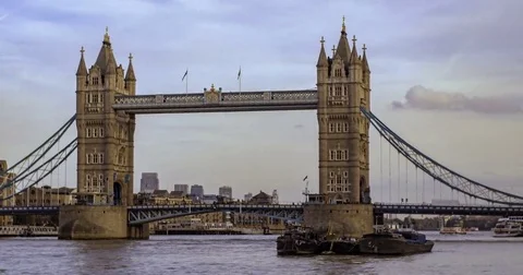 Time lapse panning view of the iconic Tower Bridge Stock Footage 69243047