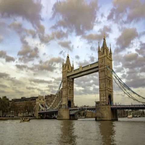 Time lapse panning view of the iconic Tower Bridge Stock Footage 69487690
