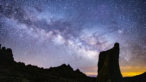 Time Lapse - Panning View of Milky Way Galaxy over Alabama Hills - 4K Stock Footage 106137345