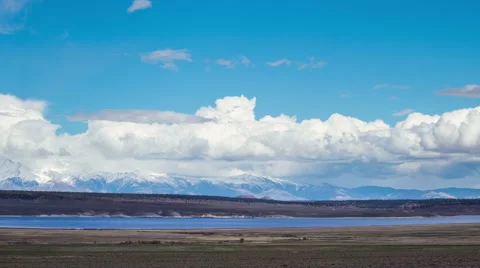 Time Lapse - Panning View of Mono Lake, California with Nice Cloudscaps Stock Footage 64238671