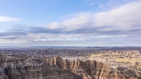 Time lapse - Panorama of the Eroded Mountains of Badlands National Park, SD Stock Footage 258176808