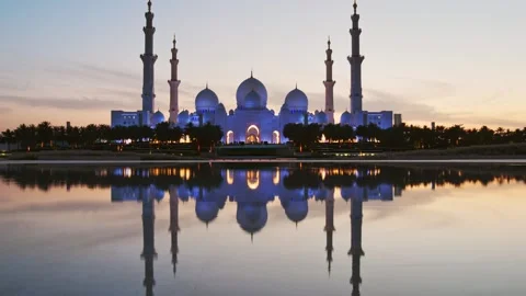 Time lapse panorama Sheikh Zayed Bin Sultan Al Nahyan Mosque, Abu Dhabi, Un.. Stock Footage 309839859