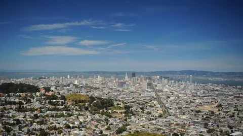 Time Lapse Panoramic Aerial View San Francisco Cityscape Famous Travel Landmark Video stock 109283174