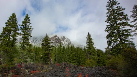 Time Lapse - Panoramic view of beautiful clouds moving over snowy mountain range Stock Footage 165177617