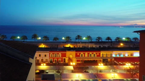 Time lapse of panoramic view of coastline and beach with old market in Nice, Cot Stock Footage 61058230