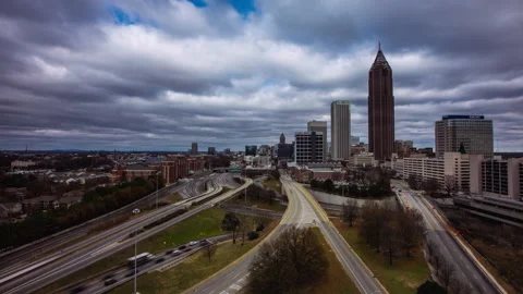 Time Lapse - Panoramic View of Downtown Atlanta Skyline Stock Footage 145509805