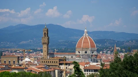 Time lapse. Panoramic view of Florence. The Cathedral of Santa Maria del Fiore. Stock Footage 94743231