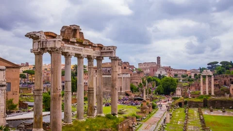Time Lapse - Panoramic View of Roman Forum in Italy Stock Footage 119232415