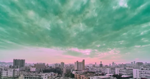 Time lapse of panoramic view of the rooftops  of Shenzhen Stock Footage 132791622