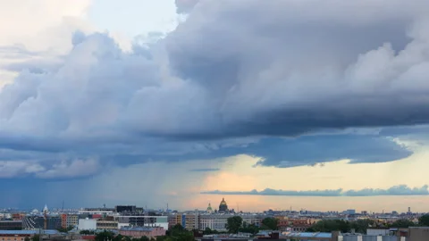 Time lapse. Panoramic view of Saint Petersburg citywith Saint Isaac's Cathedral Stock-Footage 139652198