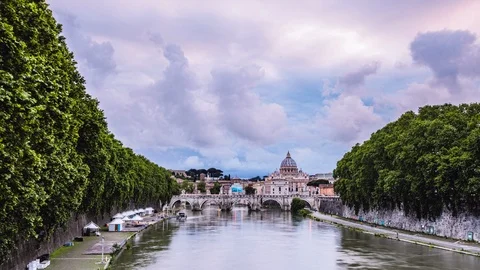 Time Lapse - Panoramic View of St. Peter's Basilica in Vatican Stock Footage 119230851