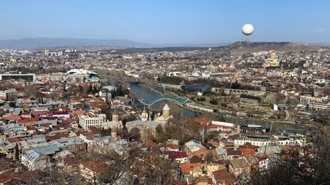 Time lapse panoramic view of Tbilisi, Georgia Stock Footage 170715474