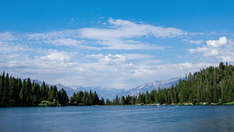 Time Lapse - Panoramic view of tranquil lake with beautiful clouds Vídeos de archivo 157033245