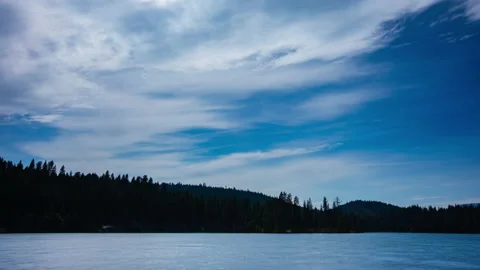 Time Lapse - Panoramic view of tranquil lake with beautiful clouds Stock Footage 165175641