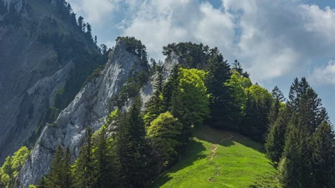Time lapse, paragliders flying over the mountains. Urmiberg, Rigi Hochflue,.. Video stock 290468071