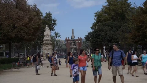 Time lapse in the Parc de la ciutedella in a cloudy day Stock Footage 96311100