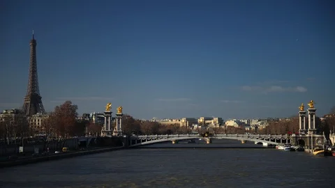 Time Lapse of Paris City with Eiffel Tower Iconic Landmark Sightseeing Sunny Day Stock Footage 104470509