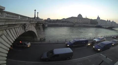 Time lapse PARIS Traffic under Bridge 6 Stock Footage 40001265