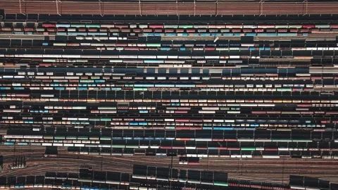 Time-lapse parking of freight trains on a sorting platform Stock Footage 141781194