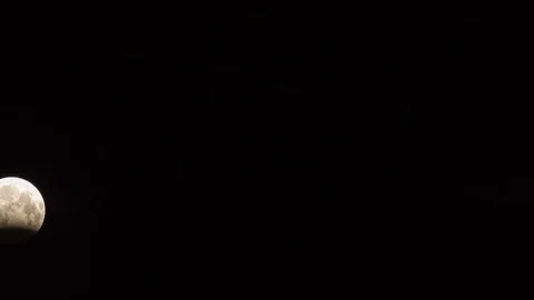 Time-lapse. Partial lunar eclipse on the night of August 7 to August 8, 2017. Stock Footage 79226725