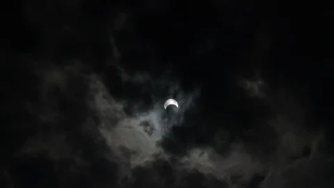 Time lapse of a partial solar eclipse, December 2019, Thailand. Stock Footage 121906230