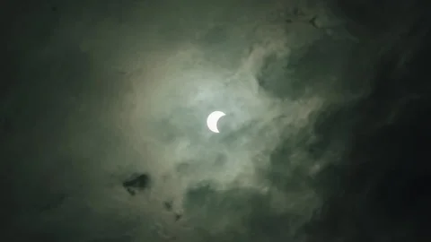Time lapse of a partial solar eclipse, December 2019, Thailand. Stock Footage 240634066