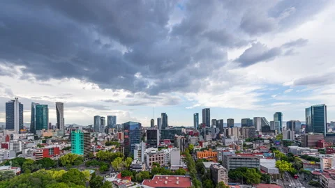 Time lapse of Paseo de la Reforma and Insurgentes ave buildings in Mexico City Stock Footage 154427230
