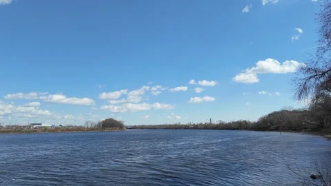 Time Lapse of the Passaic River on a Sunny Spring Day Stock Footage 278828757