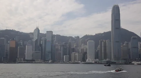 Time Lapse of passenger liners and other boats drive in Hong Kong Central Stock Footage 45408120