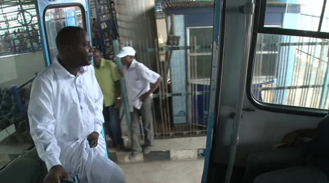 Time lapse passengers boarding bus, shot from inside. Stock Footage 38484762