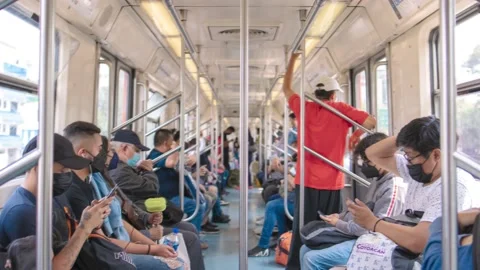 Time lapse of passengers inside subway train, Mexico City Stock Footage 201155703