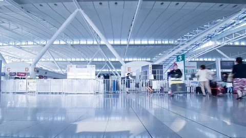 Time lapse of Passengers walking around in terminal Stock Footage 75706005