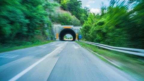 Time Lapse, Passing through Multiple Road Tunnels in a Mountainous Area, Serbia 库存影片 142317210