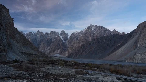 Time lapse of Passu Cathedral mountain in Pakistan Stock Footage 113169692