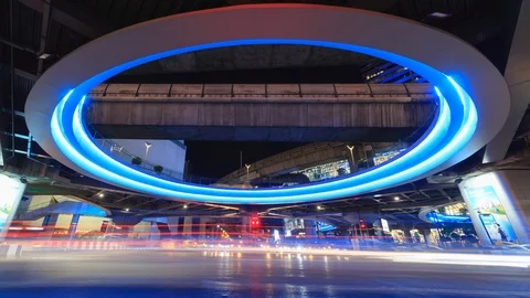 Time Lapse : Pathumwan Intersection, Bangkok, Thailand Stock Footage 100577329