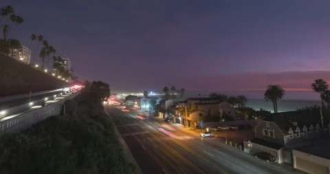 Time Lapse of PCH Highway in Santa Monica Stock Footage