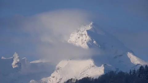 Time lapse of peak of Watzmann with clouds in winter Stock Footage 153549880