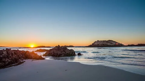 Time-lapse of Pebble Beach 17 mile drive at sunset Stock Footage 63253371