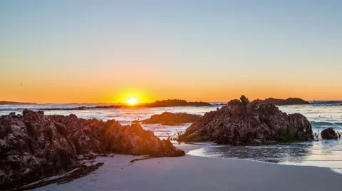 Time-lapse of Pebble Beach 17 mile drive at sunset Stock Footage 63253481