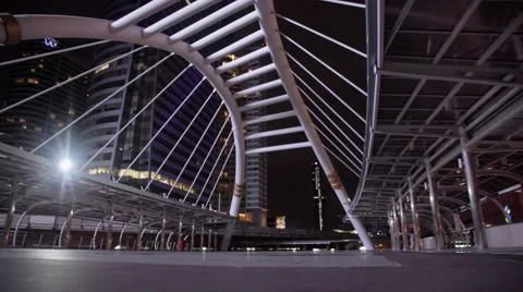 Time lapse pedestrian commuters on elevated street bridge in Bangkok. Stock Footage 51400948