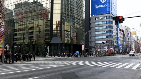 Time-lapse: pedestrians walking and shopping at Akihabara district Tokyo Japan Stockbeeldmateriaal 149579170