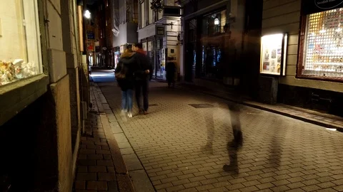 Time Lapse: Pedestrians Walking In Gamla Stan Stock Footage