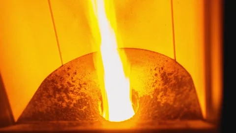 Time lapse of a pellet stove, view of the hearth, beautiful flame Stock Footage 268011609
