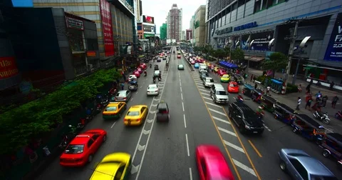 Time lapse of people and traffic in Bangkok, Thailand. Stock Footage 72989798