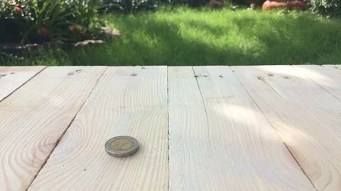 Time lapse people are counting coin money thai baht on wooden table Stock Footage 98281425