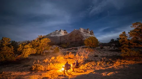 Time Lapse of People around Campfire Stockbeeldmateriaal 62211243