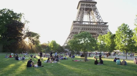 Time Lapse of people at the base of the Eiffel Tower Stock Footage 65311012